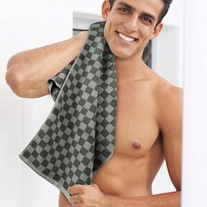 Jacquotha Grey Hand Towels for Bathroom Checkered, 4 Pack Super Soft Quick Drying Cute Hand Towel Set for Men Women Kids