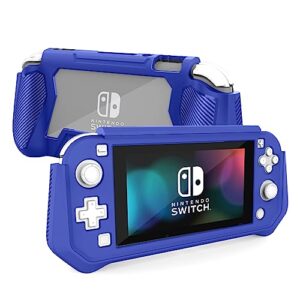 switch lite protective case compatible with nintendo switch lite, kmasic full-body rugged protection switch lite cover built-in screen protector, anti-scratch cover for nintendo switch lite skin, blue