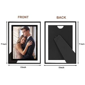 Fixwal 5x7 Picture Frames Set of 3, Black Photo Frame, with Tempered Glass, for Tabletop Display, Wedding Gifts, with Horizontal or Vertical Placement