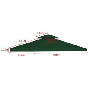 Timoau Gazebo Canopy Replacement Top 10'x10' - Single Tier Patio Canopy Cover - Square Replacement Canopy Gazebo Top - Waterproof 300D Canvas Gazebo for Patio Garden Outdoor (one Tier, Green)