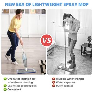 Spray Mops for Floor Cleaning Microfiber Floor Mop for Hardwood Floors Wet Dust Mop Flat Mop Floor Cleaner Mop with 4 Washable Pads 440 Ml Refillable Bottle for Wood Floor Tile Laminate Vinyl Kitchen