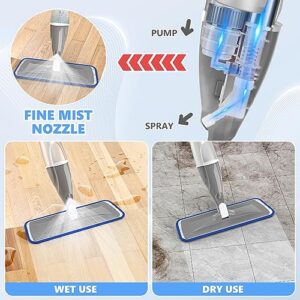 Spray Mops for Floor Cleaning Microfiber Floor Mop for Hardwood Floors Wet Dust Mop Flat Mop Floor Cleaner Mop with 4 Washable Pads 440 Ml Refillable Bottle for Wood Floor Tile Laminate Vinyl Kitchen