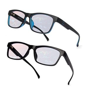 blue light blocking glasses for men/women anti-fatigue computer monitor gaming glasses prevent headaches gamer glasses (black/blue (2 pack), 0.00, diopters)