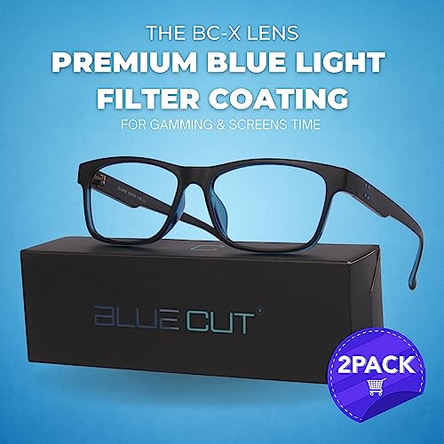 Blue Light Blocking Glasses for Men/Women Anti-Fatigue Computer Monitor Gaming Glasses Prevent Headaches Gamer Glasses (Black/Blue (2 pack), 0.00, diopters)