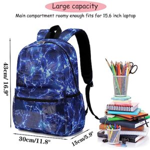 Dafelile Mesh Backpack for Kids Boys Girls Semi-Transparent Mesh School Backpack Bookbag Set Lightweight Casual for Gym Beach Travel