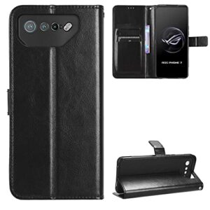 kukoufey case for asus rog phone 7 leather case,flip leather wallet cover case for asus rog phone 7 ultimate case black