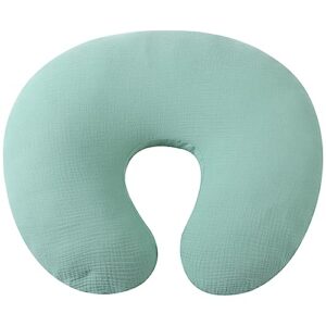 muslin nursing pillow cover soft 100% cotton feeding pillow slipcover fits standard infant nursing pillow or positioner for boy and girl, green