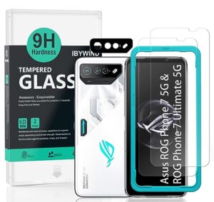ibywind screen protector for asus rog phone 7 5g(6.7") 2 pack+1 pack camera len protector+1 back film,9h tempered glass,hd,scratch resistant,bubble free,easy install