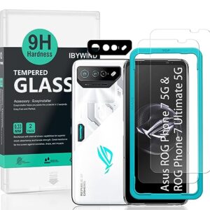 Ibywind Screen Protector for Asus ROG Phone 7 5G(6.7") 2 Pack+1 Pack Camera Len Protector+1 Back Film,9H Tempered Glass,HD,Scratch Resistant,Bubble Free,Easy Install