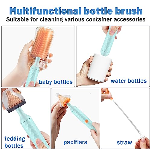 Electric Bottle Cleaning Brush, Baby Bottle Brush Cleaner Water Bottle Cleaning Kit, Nipple Brush Pacifier Cleaner Straw Cleaner Brush for Newborns,4 Packs Set