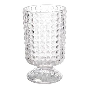 decorswith embossed glass vase, vintage clear glass vase, clear compote vase, pedestal vase for centerpieces tables home decor wedding gift (gvcv006yd)