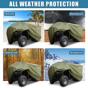 X AUTOHAUX ATV Cover for Polaris Scrambler 850 XP 1000 for Yamaha Grizzly Oxford All Season Weather Waterproof Outdoor Protection 4 Wheeler Covers Quad Cover fit Most 250CC-600CC Green