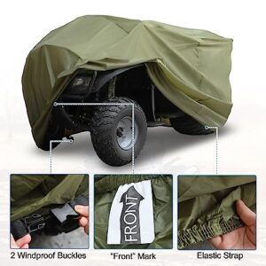 X AUTOHAUX ATV Cover for Polaris Scrambler 850 XP 1000 for Yamaha Grizzly Oxford All Season Weather Waterproof Outdoor Protection 4 Wheeler Covers Quad Cover fit Most 250CC-600CC Green