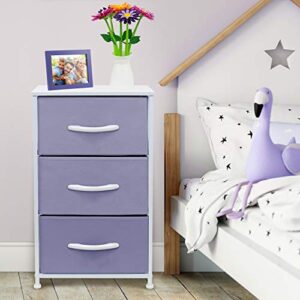 Sorbus Kids Dresser with 8 Drawers and 3 Drawer Nightstand Bundle - Matching Furniture Set - Storage Unit Organizer Chests for Clothing - Bedroom, Kids Rooms, Nursery, & Closet (Purple)