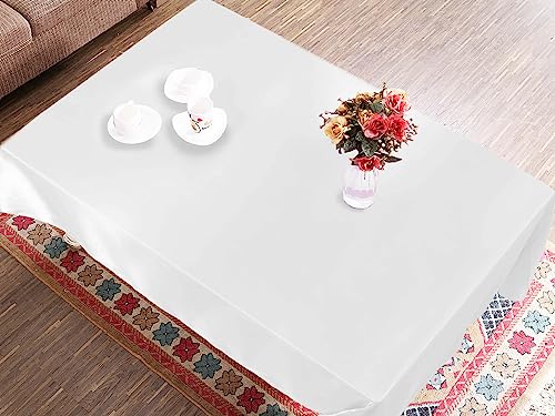 MODFUNS 2 Pack White Satin Party Tablecloth Rectangle 58x108 Inch Bright Silk Table Cloths Satin Table Covers Smooth Fabric Tablecloth Runner Vintage Overlay for Wedding Banquet Birthday Table