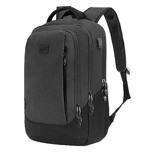 WOLT | Travel Laptop Backpack for Women & Men - airplane approved carry on Business Bag with USB Charging Port, fits 15.6 Inch Notebook (Dark Grey)