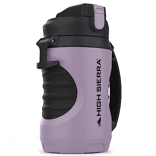 High Sierra - [BPA FREE] 64 OZ Insulated Water Jug, [Soft Spout – NO MORE TEETH BUMPS] Built-in Fence Anchor, Keeps Iced Water Cold for Hours, EXTRA LARGE Sports Bottle, Lavender