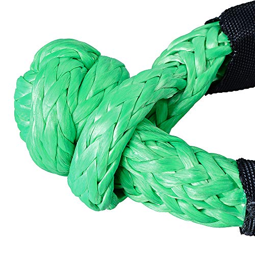 Astra Depot Winch Recovery Snatch Ring 41000lbs & 1/2" Protective Sleeves Soft Shackle for Towing Straps ATV UTV Truck 4WD Off-Road (Set, 2 Green Shackle&1 Blue Ring)