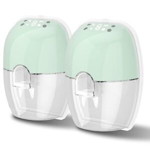 wearable breast pump, 2 pack double wireless pump with comfortable double-sealed flange, 3 modes & 9 levels electric pump portable, smart display, 24mm