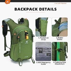 SKYSPER Small Hiking Backpack - 15L Travel Daypack Lightweight Bag Water Resistant Hiking Backpacks for Women Men