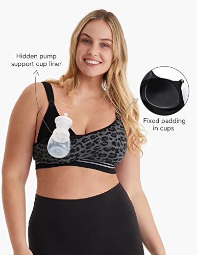 Momcozy 4-in-1 Pumping Bra Hands Free, Fixed Padding Nursing Bra & Maternity Bra, YN12 Wearable Breast Pump Bra Cotton-Nylon Comfort & Support for M5, S12 Pro, Spectra, Elvie, Willow,etc, Small