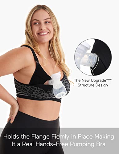 Momcozy 4-in-1 Pumping Bra Hands Free, Fixed Padding Nursing Bra & Maternity Bra, YN12 Wearable Breast Pump Bra Cotton-Nylon Comfort & Support for M5, S12 Pro, Spectra, Elvie, Willow,etc, Small