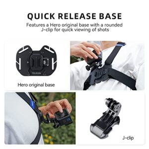 Adaptom TELESIN Quick Release Chest Strap Mount, Mobile Phone Adjustable Chest Mount Harness for GoPro Camera, Action Camera, iPhone 13 12 11 Pro,Vlog/POV Black