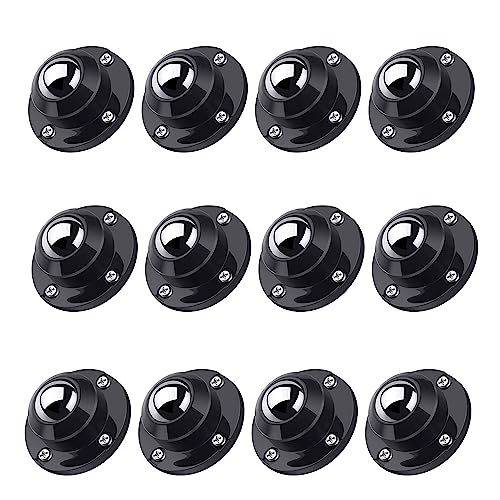 PlusRoc 12 Pack Self Adhesive Caster Wheels 1 Inch for Furniture, Load Capacity 28LBS Per Wheel, Low Profile Swivel Wheels for Small Appliance Storage Box