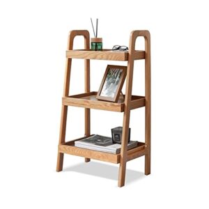 bamskov 100% solid oak sofa table - versatile design narrow end table with 3-tier open storage for living room, bedroom, or small spaces - ladder shelf for study (natural)