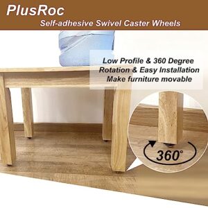 PlusRoc 12 Pack Self Adhesive Caster Wheels 1 Inch for Furniture, Load Capacity 28LBS Per Wheel, Low Profile Swivel Wheels for Small Appliance Storage Box