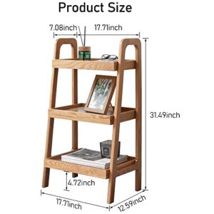 Bamskov 100% Solid Oak Sofa Table - Versatile Design Narrow End Table with 3-Tier Open Storage for Living Room, Bedroom, or Small Spaces - Ladder Shelf for Study (Natural)