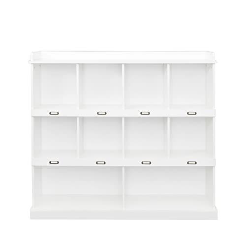 PKUGU Modern White Bookshelf, Floor Standing 10 Units Bookcase, 3-Tier Open Bookshelf, Tall Cube Storage Shelf, Vertical Cabinet Bookshelves, Bookcases for Office, Study, Bedroom, Living Room