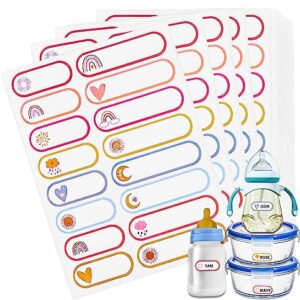 320PCS Sticker Name Tags Baby Bottle Waterproof Labels Adhesive Name Tags Name Sticker Name Tag Labels Stickers for School Organization Food Containers Personalized Cute Name Stickers