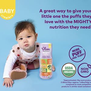 Plum Organics Mighty Puffs Snack For Babies - Variety Pack - (Pack of 6) 1.85 oz - Includes Carrot & Broccoli, Beet & Strawberry, and Spinach & Pea Flavors - Ancient Grain & Chickpea Snacks
