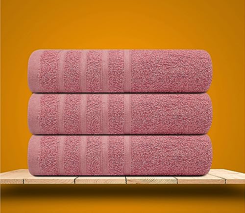 Textila Pink Bath Towels Pack of 6-24x48 inch Cotton Terry Towels for Bathroom Highly Absorbent, Soft Feel, Quick Dry, Lightweight Bath Towels for Shower, Pool, Gym, SPA, Hotel & Daily Use Towels