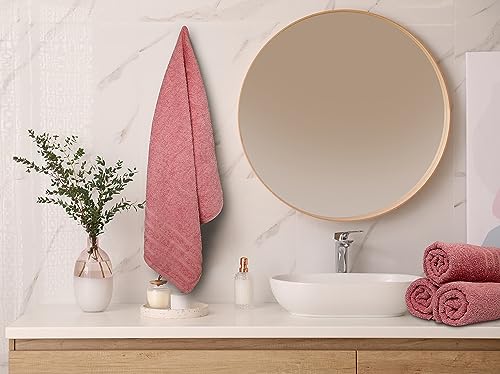 Textila Pink Bath Towels Pack of 6-24x48 inch Cotton Terry Towels for Bathroom Highly Absorbent, Soft Feel, Quick Dry, Lightweight Bath Towels for Shower, Pool, Gym, SPA, Hotel & Daily Use Towels