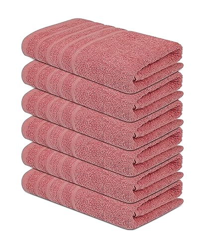 Textila Pink Bath Towels Pack of 6-24x48 inch Cotton Terry Towels for Bathroom Highly Absorbent, Soft Feel, Quick Dry, Lightweight Bath Towels for Shower, Pool, Gym, SPA, Hotel & Daily Use Towels