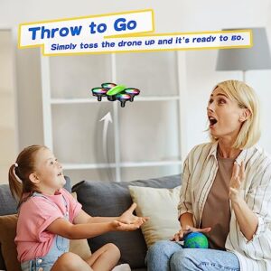 Tomzon A23 Mini Drone for Kids with LEDs, Kids Drone with High Speed Rotation, Throw to Go and 3D Flip, Toy Drone with Circle Fly, Headless Mode, 3 Speeds, 2 Batteries