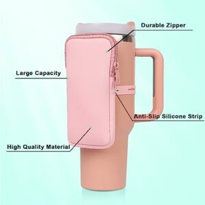 MLKSI Water Bottle Zipper Pouch for Stanley Cup Accessories, Two Layers Cute Storage Bags for Stanley Tumbler with Handle, Gym Accessories for Simple Modern 40 oz Tumbler with Handle