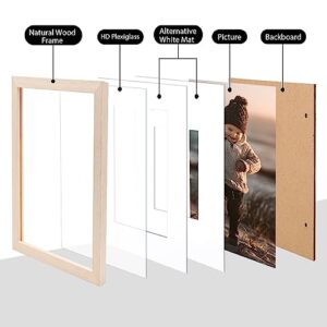 KINLINK 8x10 Picture Frames Oak Color - Beige Wood Frames with Acrylic Plexiglass for Pictures 4x6/5x7 with Mat or 8x10 without Mat, Tabletop and Wall Mounting Display, Set of 4
