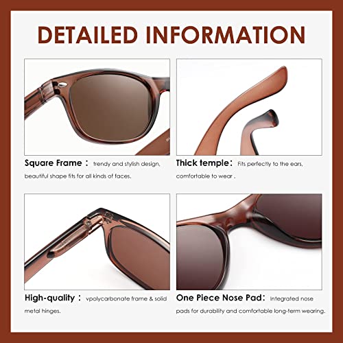 2 Pack Reader Sunglasses for Men Women Classic Rectangle Reading Glasses Outdoor Full Lenses Magnifying Eyewear UV Protection Matte Black +1.25