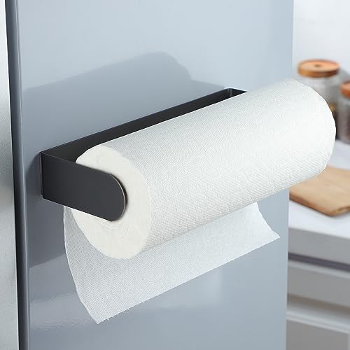 DELITON Magnetic Paper Towel Holder - Magnetic Paper Towel Holder for Refrigerator Strong Magnet Paper Towel Bar for Kitchen RV BBQ Stainless Steel (Grey)