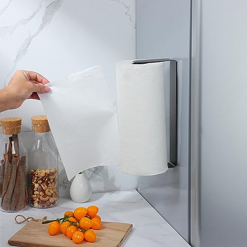 DELITON Magnetic Paper Towel Holder - Magnetic Paper Towel Holder for Refrigerator Strong Magnet Paper Towel Bar for Kitchen RV BBQ Stainless Steel (Grey)