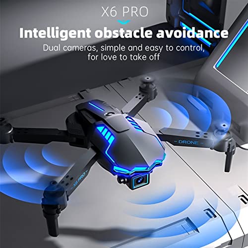 X6 Pro Foldable Dual Camera Drone with 4K HD - WiFi FPV Live Video, Altitude Hold, One Key Take Off/Landing, APP Control, Headless Mode, RC Mini Plane Toys, Gifts for Beginner Kids Adult (Color : 2,