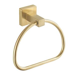 Leyden Brushed Gold Hand Towel Holder, Bathroom Towel Ring, Bath Hand Towel Hangers Wall Mounted Half Round Modern