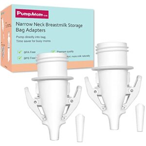 narrow neck breastmilk storage bag adapters for medela pumps, compatible with medela maxflow pumps to use with lansinoh and nuk breastmilk storage bags by pumpmom