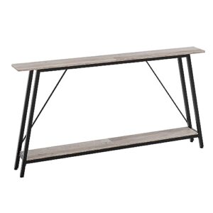 yatiney 63" console table, narrow long entryway table, industrial skinny sofa tables, 2-layer hallway table for entryway, display table behind couch, greige and black ct16bg