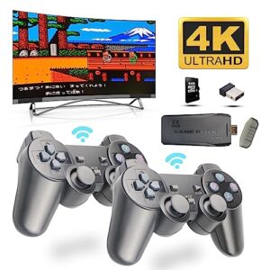 heramie wireless retro game console, plug and play video games 4k hdmi output for tv, classic game stick, built in 10000+ games with 9 emulators and 2 wireless controller 2.4g gift for kids & adults