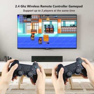 Heramie Wireless Retro Game Console, Plug and Play Video Games 4K HDMI Output for TV, Classic Game Stick, Built in 10000+ Games with 9 Emulators and 2 Wireless Controller 2.4G Gift for Kids & Adults