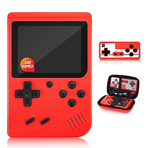 Retro Handheld Game Console with 400 Classical FC Games 3.0 Inches Screen Portable Video Game Consoles with Protective Shell Handheld Video Games Gameboy Support for Connecting TV & Two Players(Red)